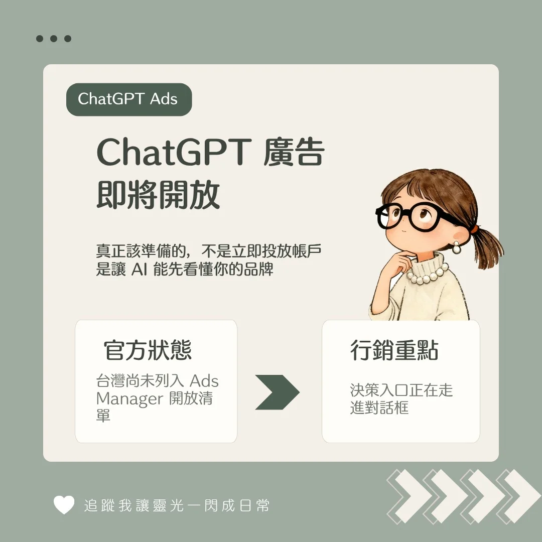 ChatGPT 廣告台灣開放了嗎？AI 搜尋時代，品牌要先被理解
